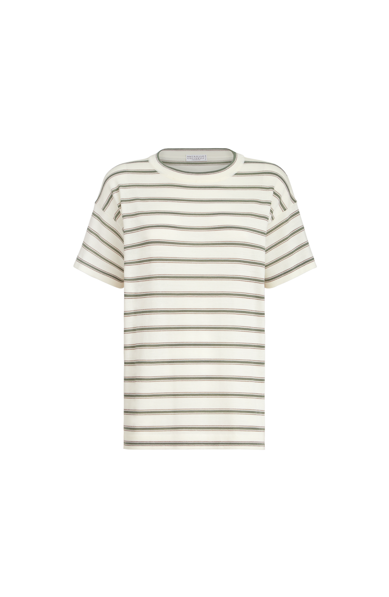 Brunello Cucinelli Sparkling stripe t-shirt, Main, color, Panama