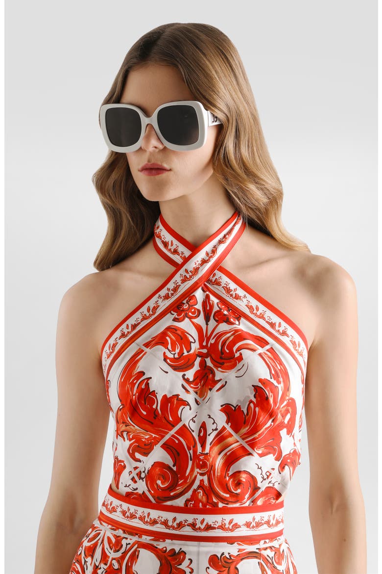 Majolica Print Cotton Poplin Halter Minidress, Alternate, color, S9000 VARIANTE ABBINATA