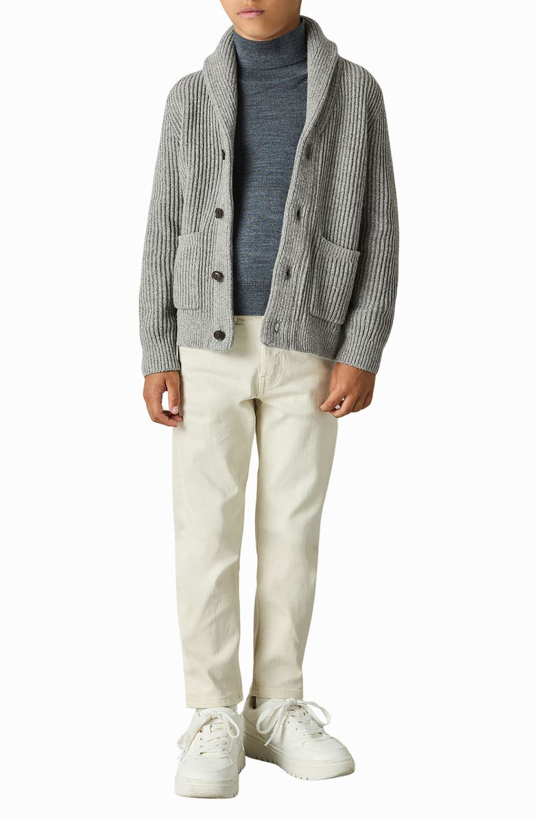Reiss Kids' Nimbus Jr. Shawl Collar Cardigan, Alternate, color, Grey Melange