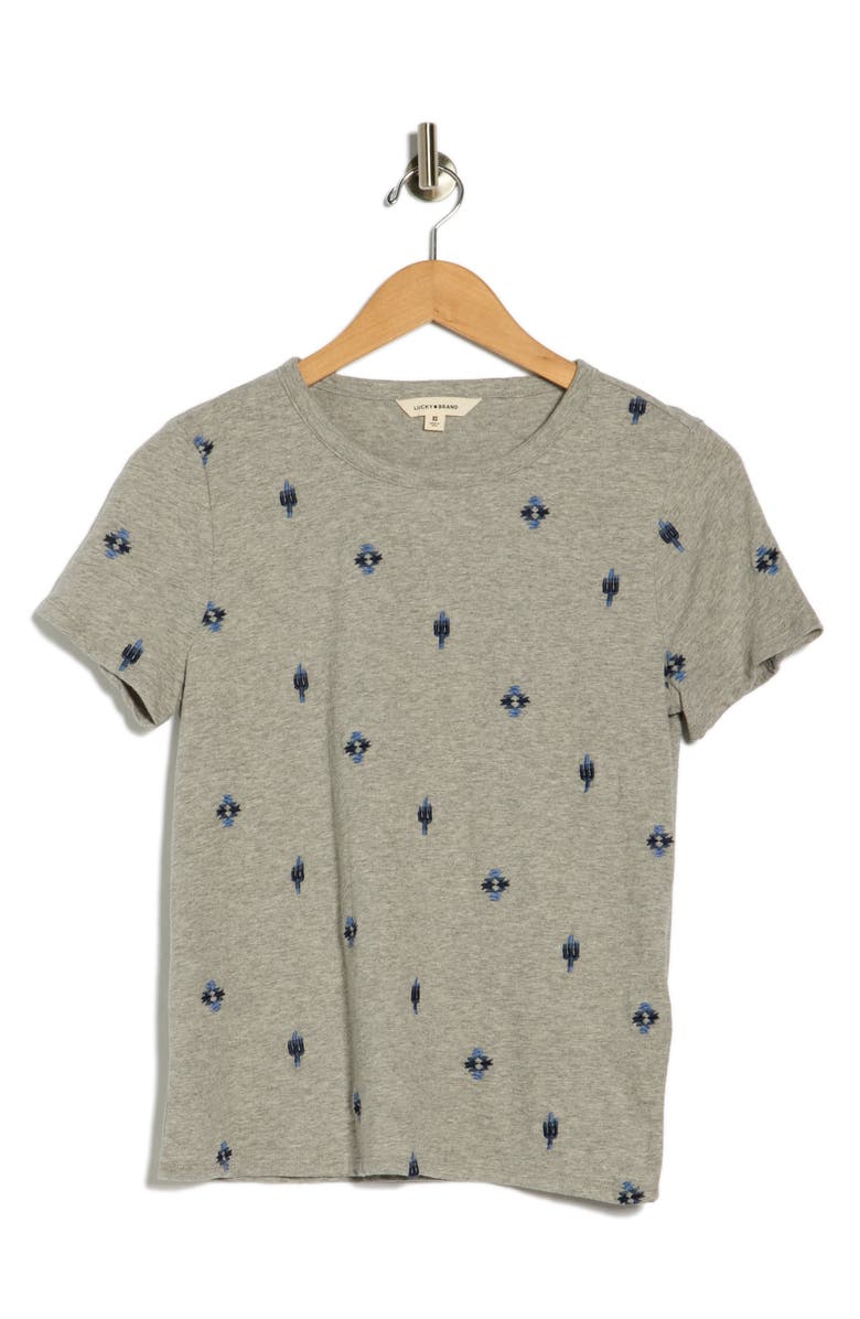 Lucky Brand Embroidered T-Shirt, Alternate, color, Light Grey Multi