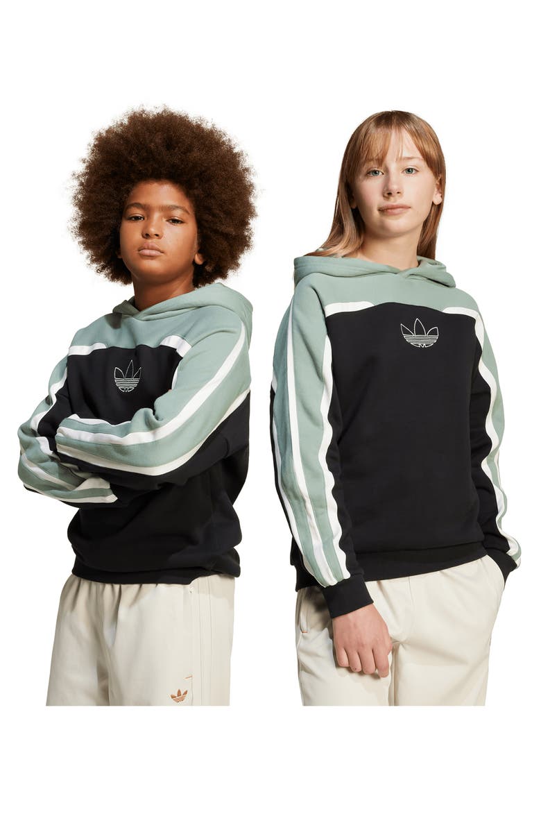 adidas Originals Kids' Trefoil Embroidered Cotton French Terry Hoodie, Alternate, color, 
