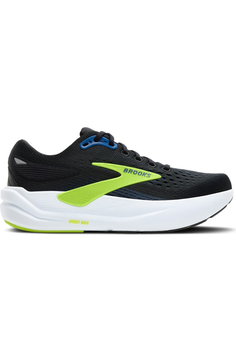 Brooks Ghost Max 3 Running Shoe, Alternate, color, Black/ Navy/ Acid Lime