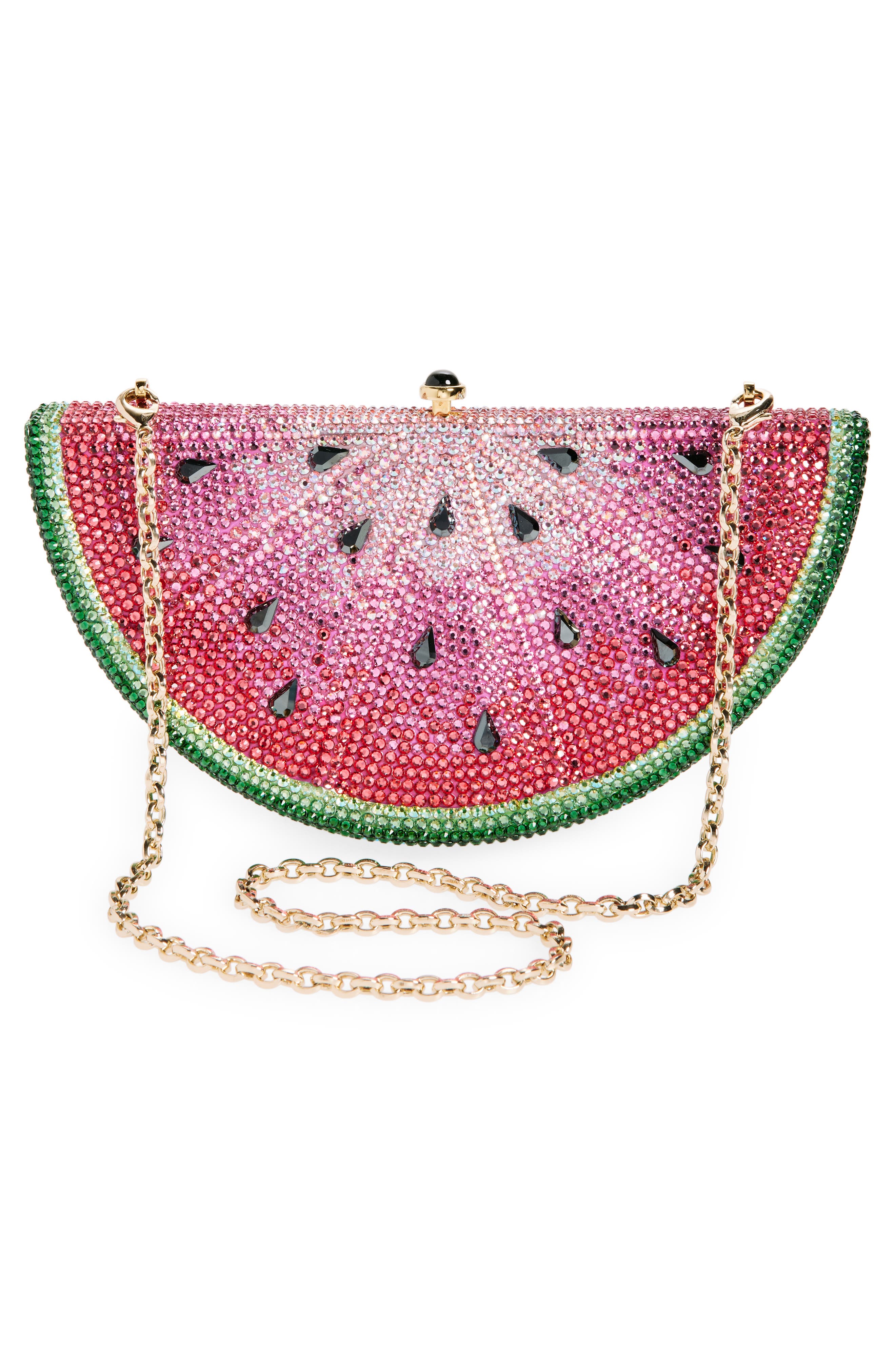 JUDITH LEIBER COUTURE Watermelon Slice Crystal Embellished Clutch, Alternate, color, 