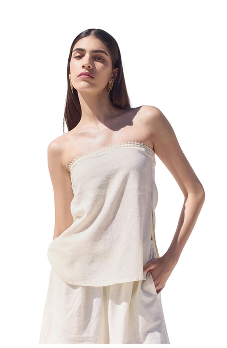 Gottex Beach Life Bali Escape Bandeau Top Cover-Up, Main, color, Cream