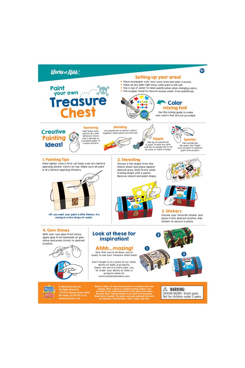 Treasure Chest Wood Craft & Paint Kit, Alternate, color, Multicolor