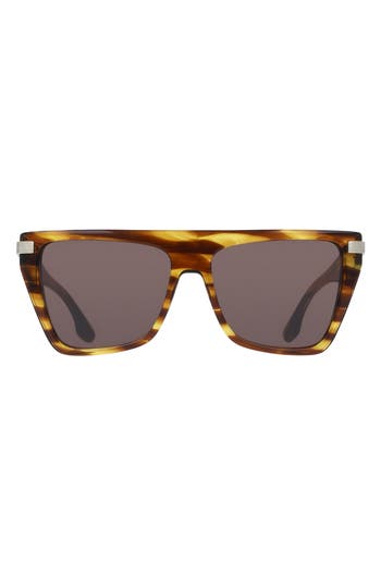 Victoria Beckham 57mm Modified Rectangular Sunglasses In Brown