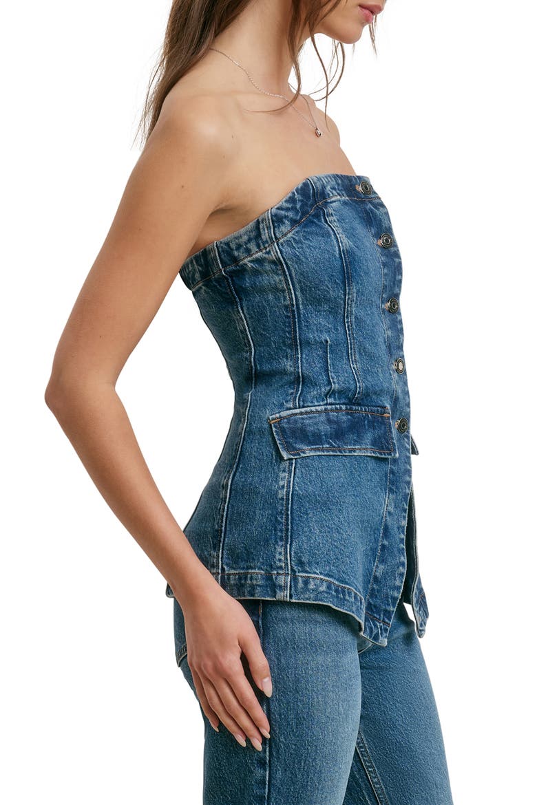 The Phoebe Strapless Denim Bustier Top, Alternate, color, RESTON