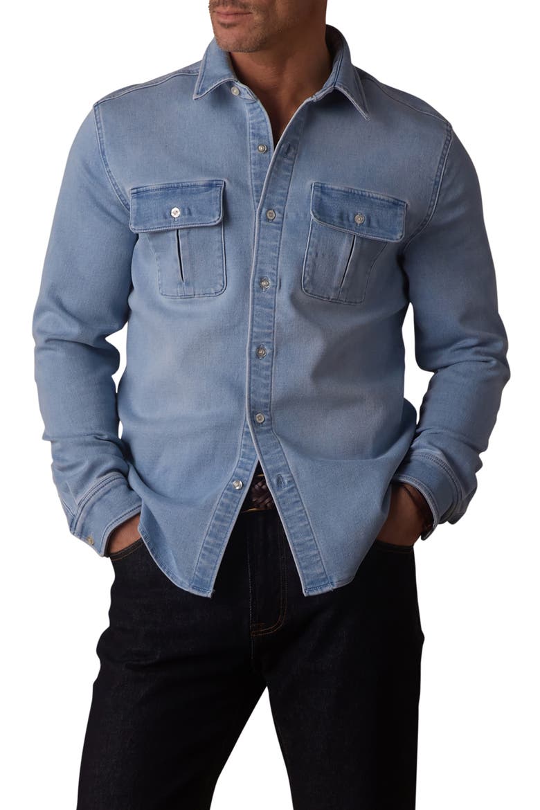 Comfort Terry Cloth Shirt Jacket, Main, color, LIGHT WASH