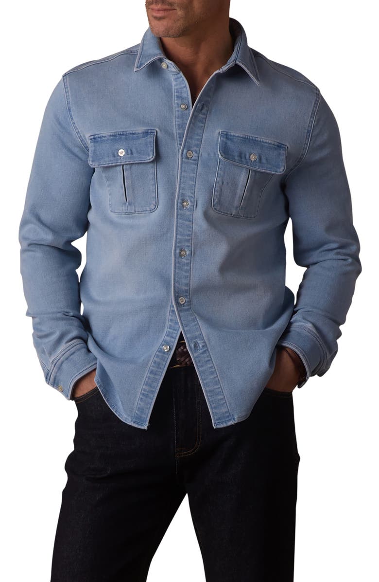 The Normal Brand Comfort Terry Cloth Shirt Jacket, Main, color, Light Wash