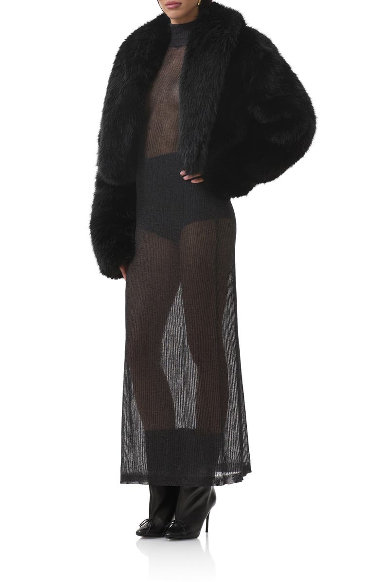 AFRM Stephanie Faux Fur Jacket, Alternate, color, Noir