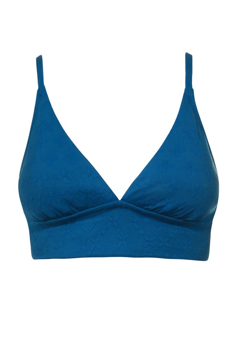HELEN JON Banded Bikini Top, Alternate, color, Jacquard Textured Marine Blue
