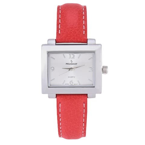 Rectangular Easy Read Leather Watch - 28x35MM