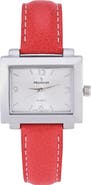 Peugeot Rectangular Easy Read Leather Watch - 28x35MM