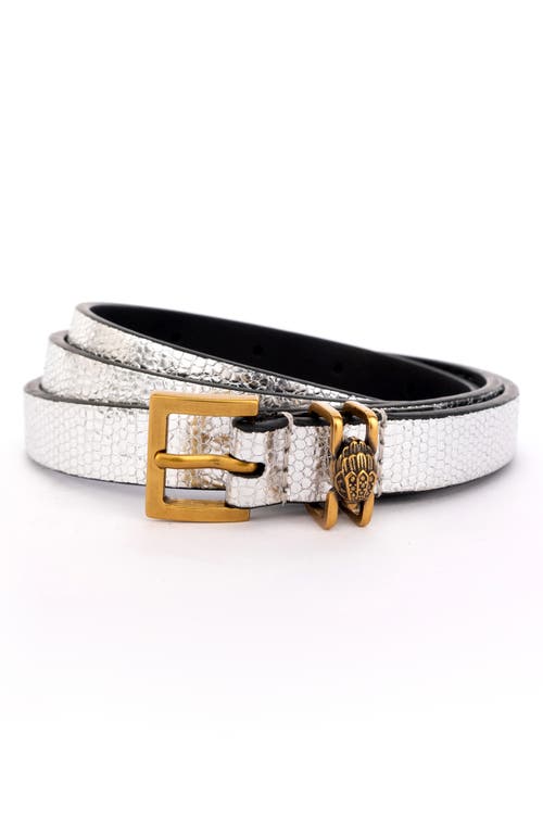 KURT GEIGER KURT GEIGER LONDON SHOREDITCH CROC EMBOSSED METALLIC LEATHER BELT