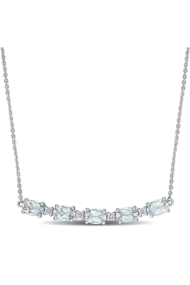 Aquamarine & Diamond Bar Necklace 14k, Main, color, Aquamarine