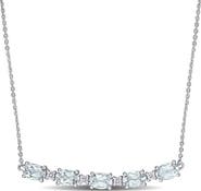 Julianna B. Aquamarine & Diamond Bar Necklace 14k
