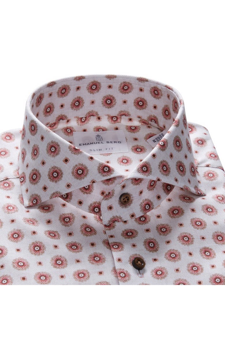 Emanuel Berg Slim Fit Hybrid Knit Dress Shirt, Alternate, color, Red