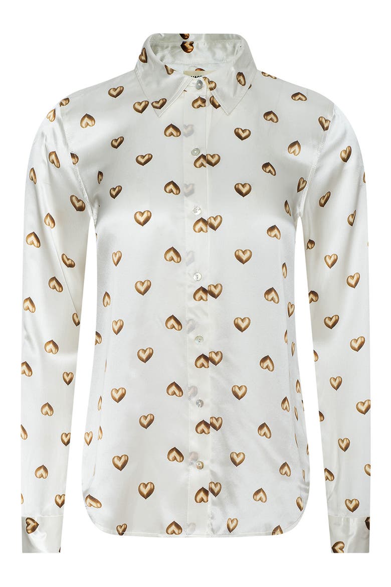 Tyler Heart Print Silk Button-Up Shirt, Alternate, color, VINTAGE WHITE GOLD HEART STUD