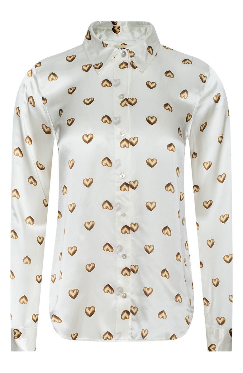L'AGENCE Tyler Heart Print Silk Button-Up Shirt, Alternate, color,
