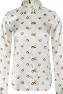 L'AGENCE Tyler Heart Print Silk Button-Up Shirt