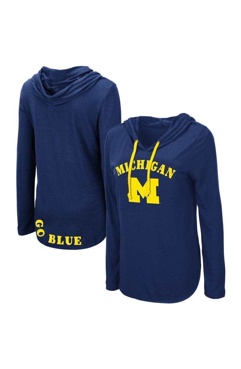 COLOSSEUM Women's Colosseum Navy Michigan Wolverines My Lover Lightweight Hooded Long Sleeve T-Shirt, Alternate, color, Navy