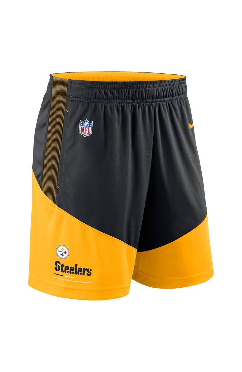Nike Men's Nike Black/Gold Pittsburgh Steelers Sideline Primary Lockup Performance Shorts, Alternate, color,