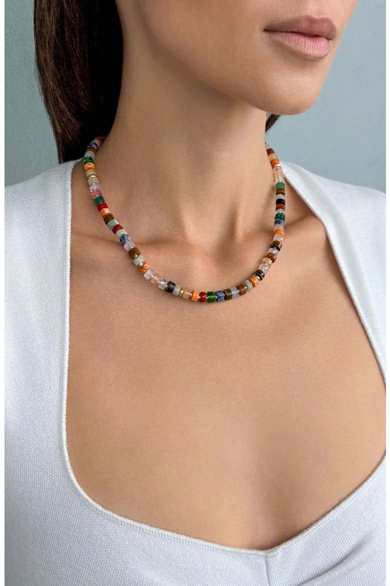 Rainbow Bead Tennis Necklace, Alternate, color, MULTI