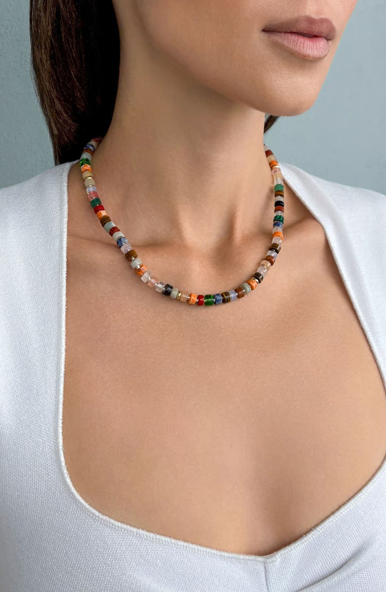 Adornia Rainbow Bead Tennis Necklace, Alternate, color, Multi