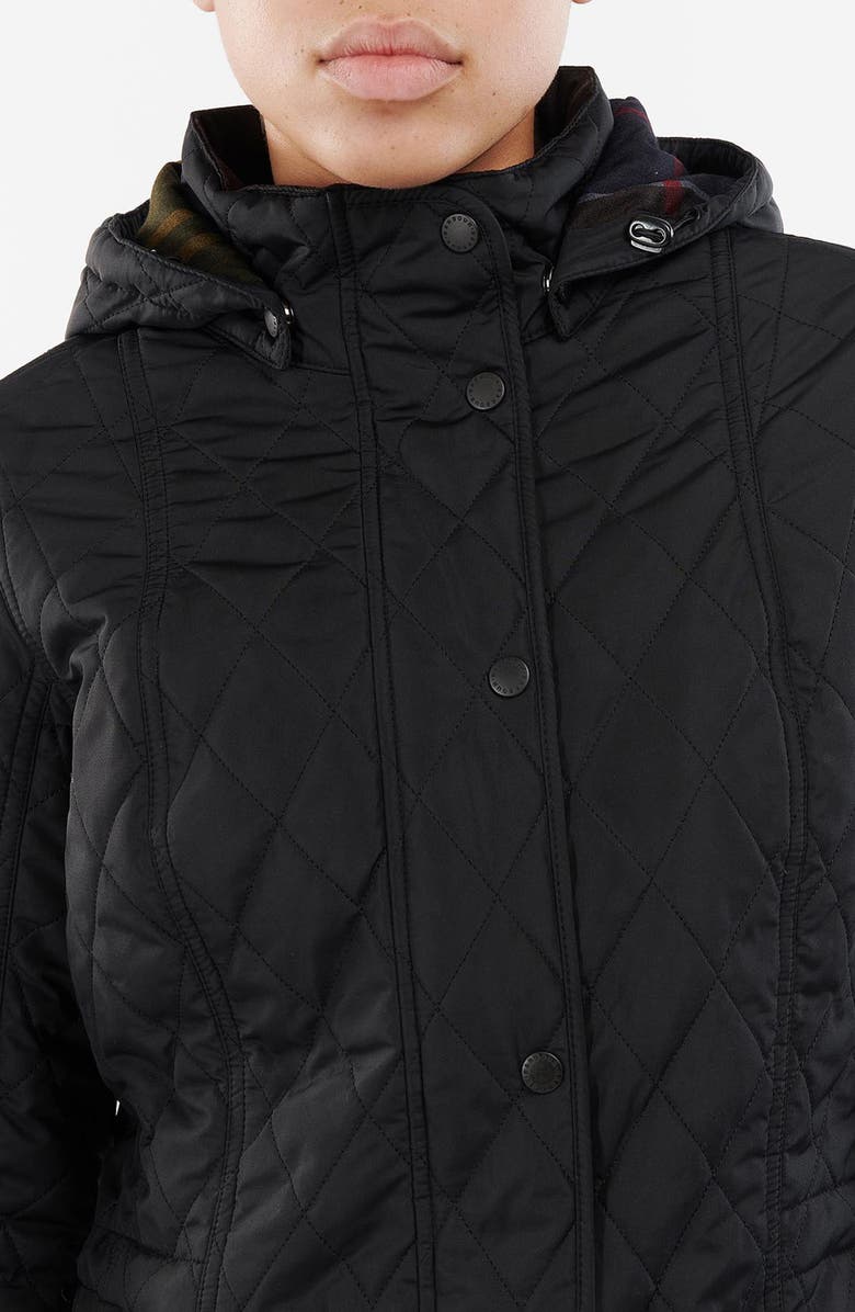 Barbour Millfire Hooded Quilted Jacket, Alternate, color, Black Classic