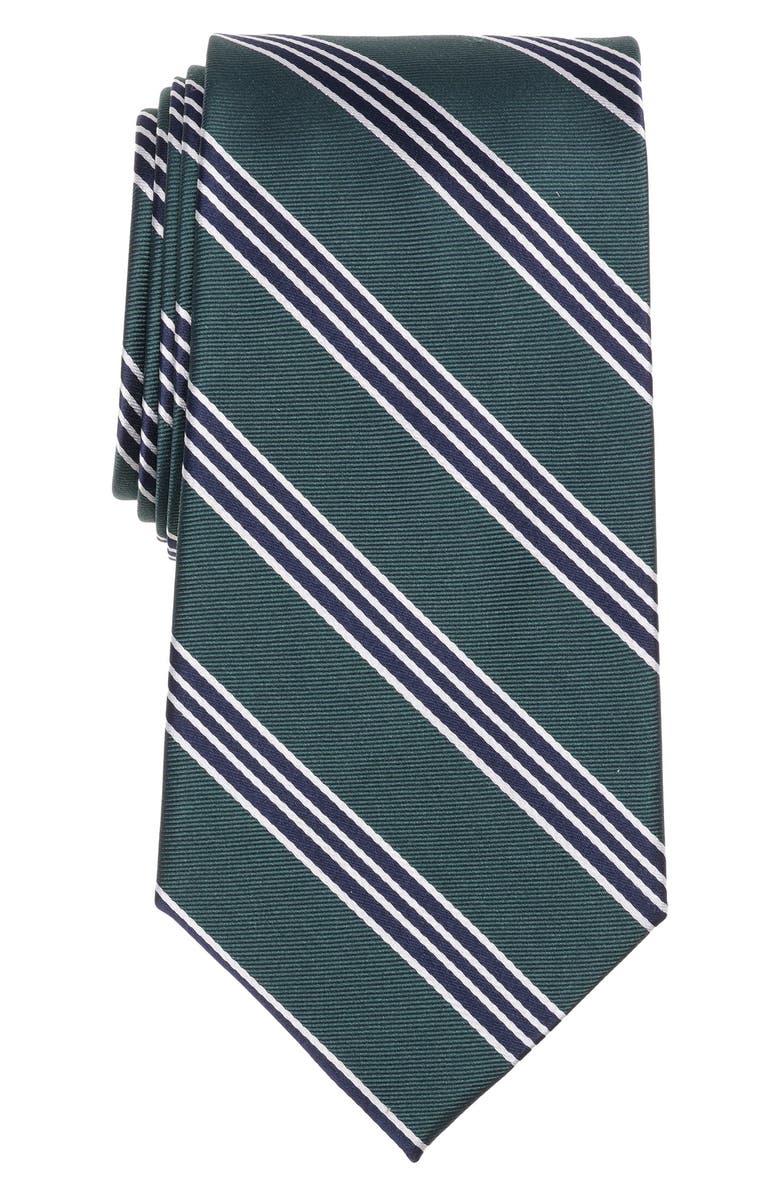 Brooks Brothers Ribbon Stripe Silk Blend Tie, Main, color, Dark Green