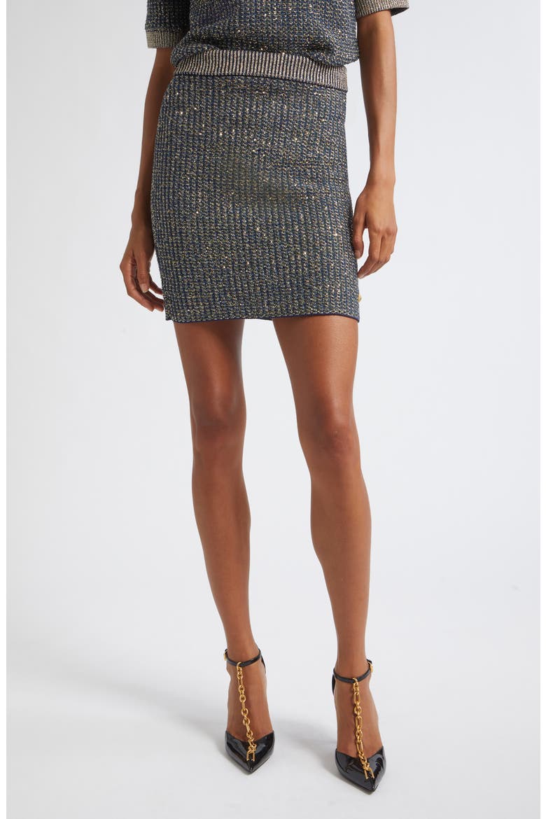 Glitter Tweed Skirt, Main, color, SQH NAVY/ MULTI