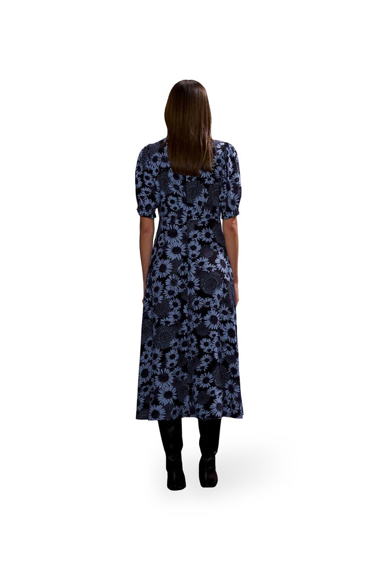 Daisy Print Ruched Front Dress, Alternate, color, Blue