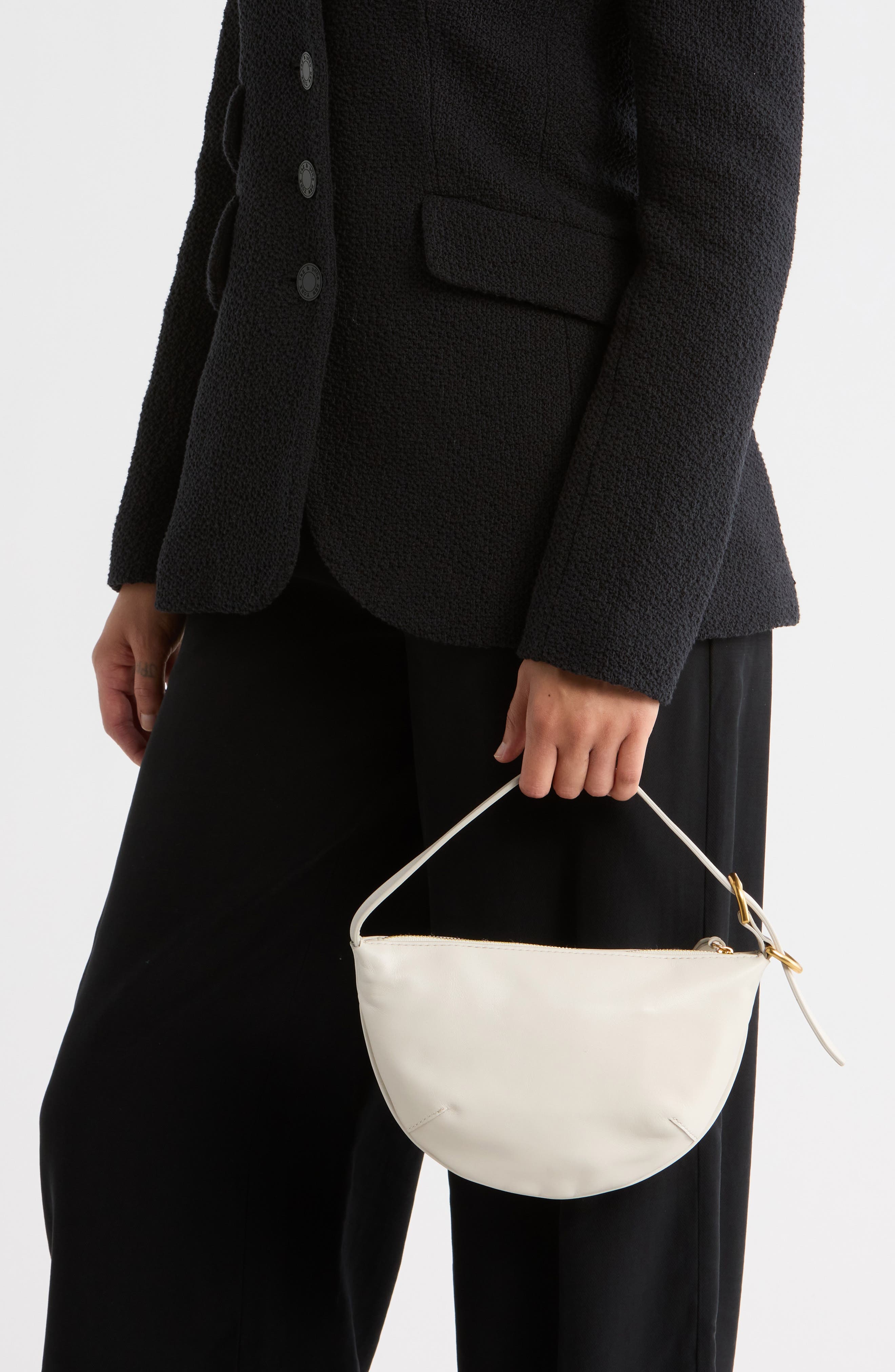 rag & bone Small Mercer Leather Hobo Bag, Alternate, color, White