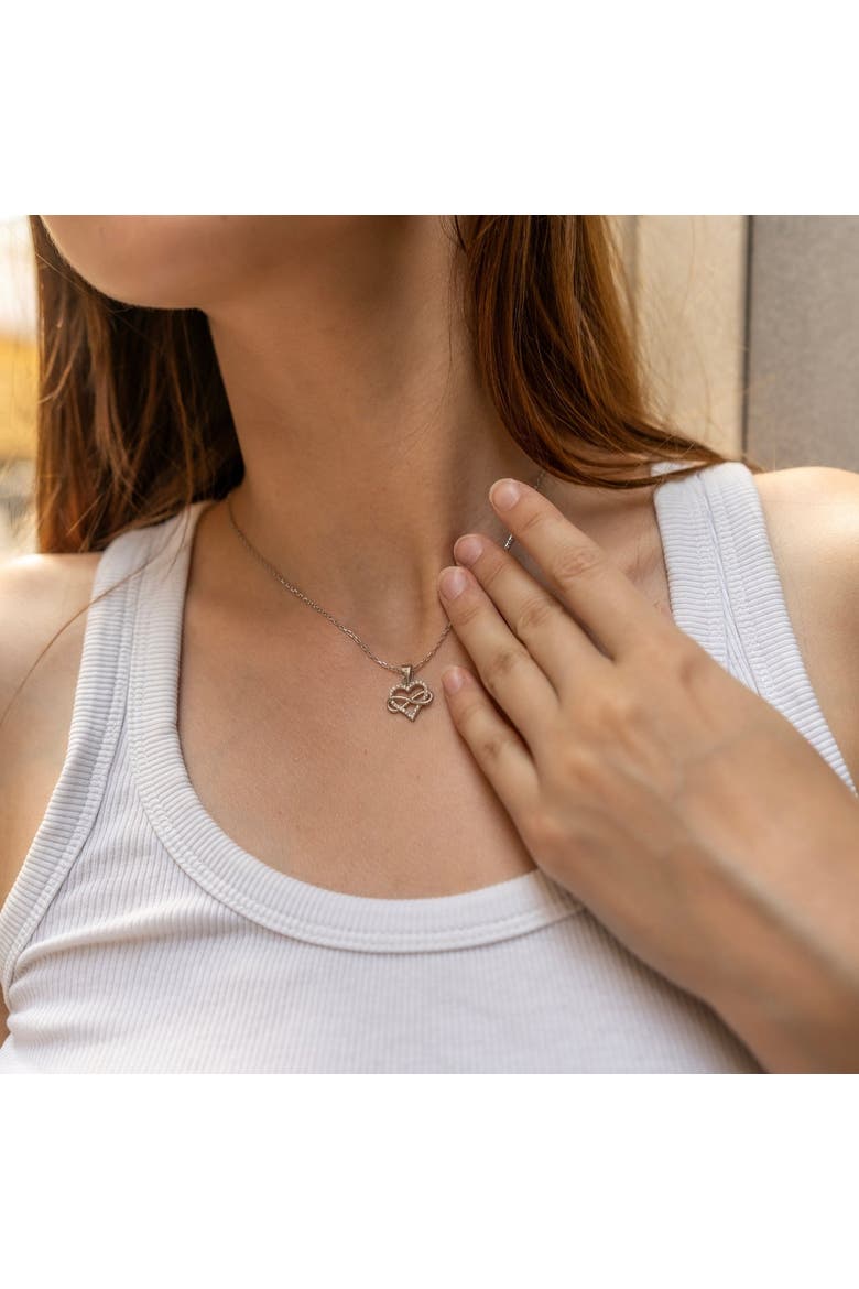 Infinity Heart Love Sterling Silver Pendant Necklace, Alternate, color, Silver