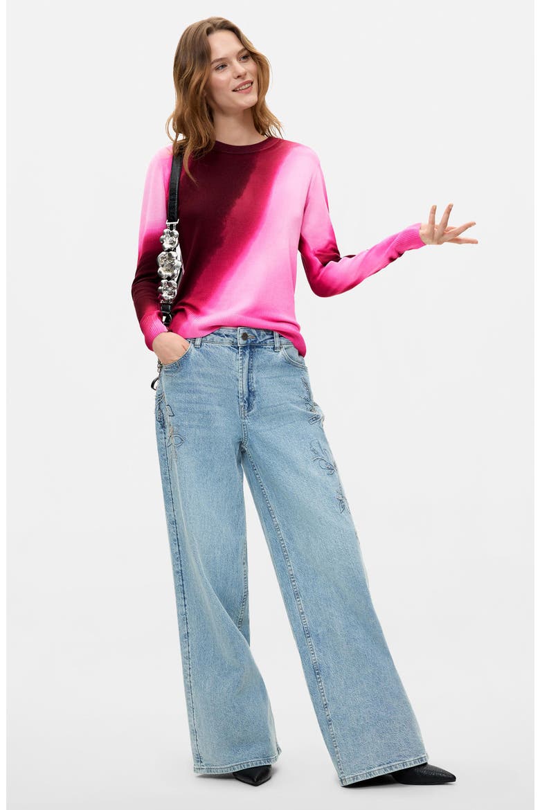 Ombre Crewneck Sweater, Alternate, color, PINK