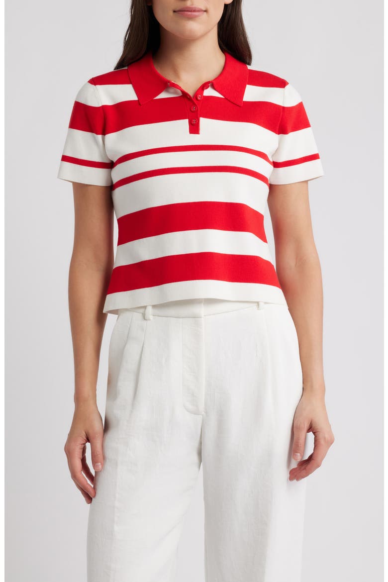 Maxime Stripe Polo, Main, color, 12-SUMMER WHITE-CRIMSON