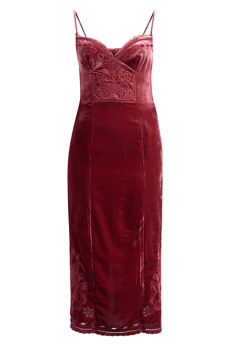 Burgundy Floral Cut Out Party Dress, Alternate, color, BURGUNDY