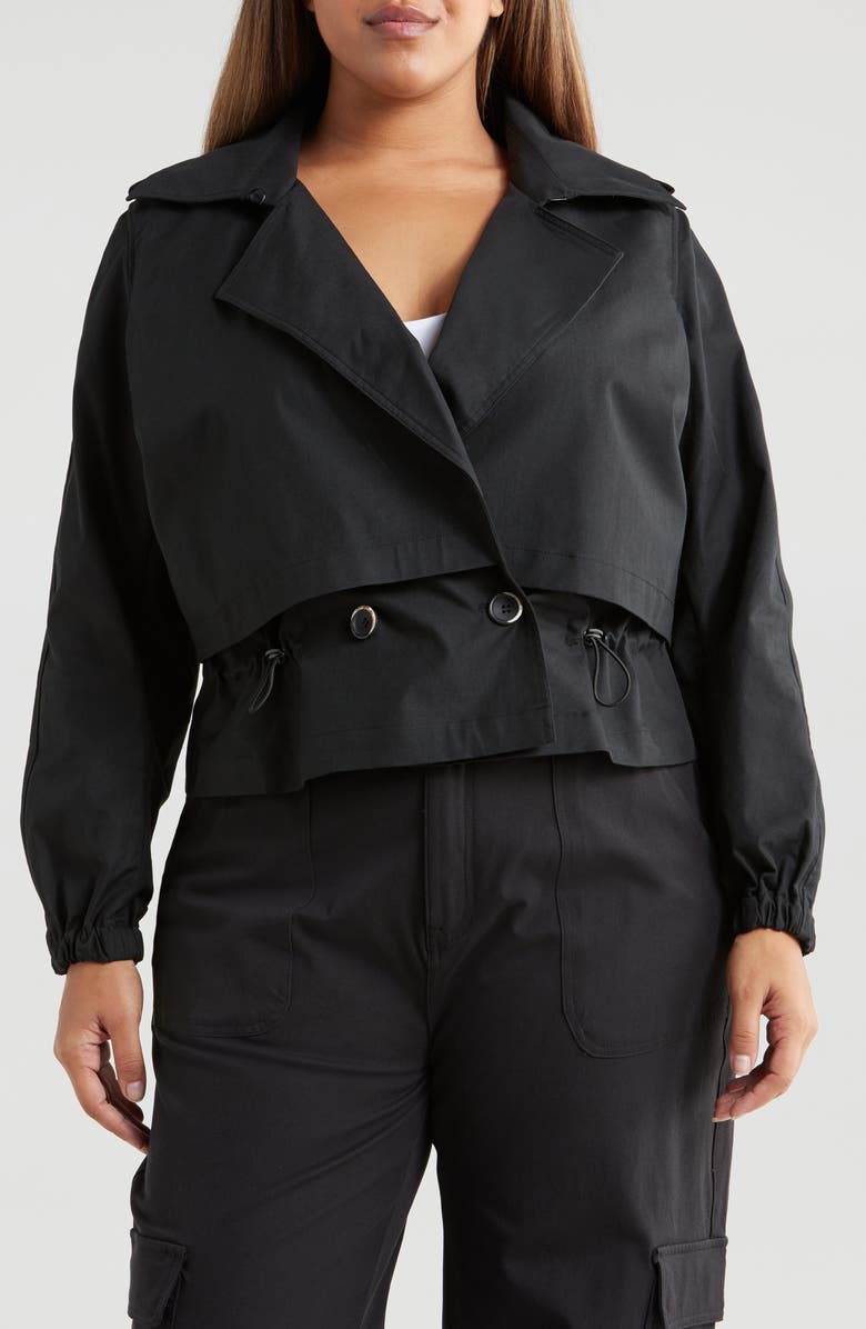 Universal Standard Leonard Water Repellent Double Breasted Crop Trench Jacket, Alternate, color, 