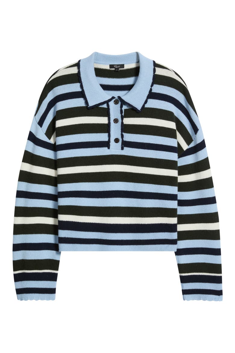 Delora Striped Wool & Cashmere Blend Sweater, Alternate, color, SKY FOREST STRIPE