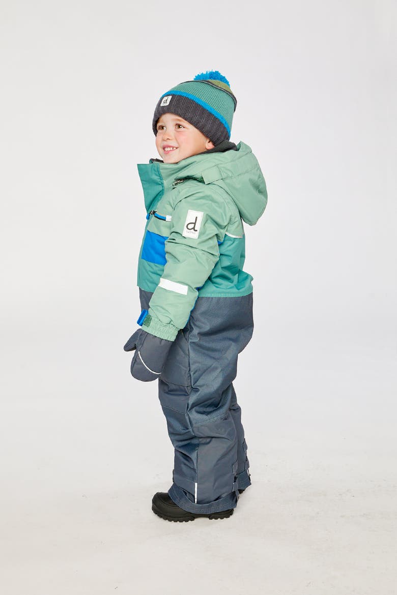 Play Detachable Hood Fleece Neckwarmer One Piece Snowsuit, Alternate, color, Sage Green