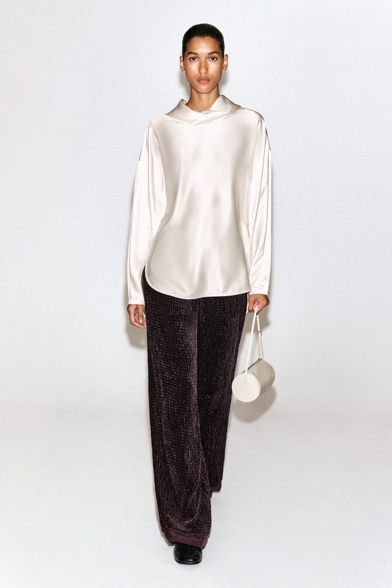 Plissé Velvet Pants, Alternate, color, CHOCOLATE