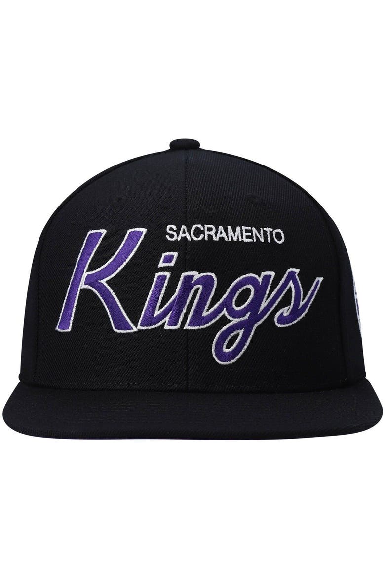 Men's Mitchell & Ness Black Sacramento Kings Hardwood Classics Script 2.0 Snapback Hat, Alternate, color, Black