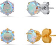 STEELTIME HMY JEWELRY Stainless Steel 18K Gold Plated Stud Earrings - Pack of 2