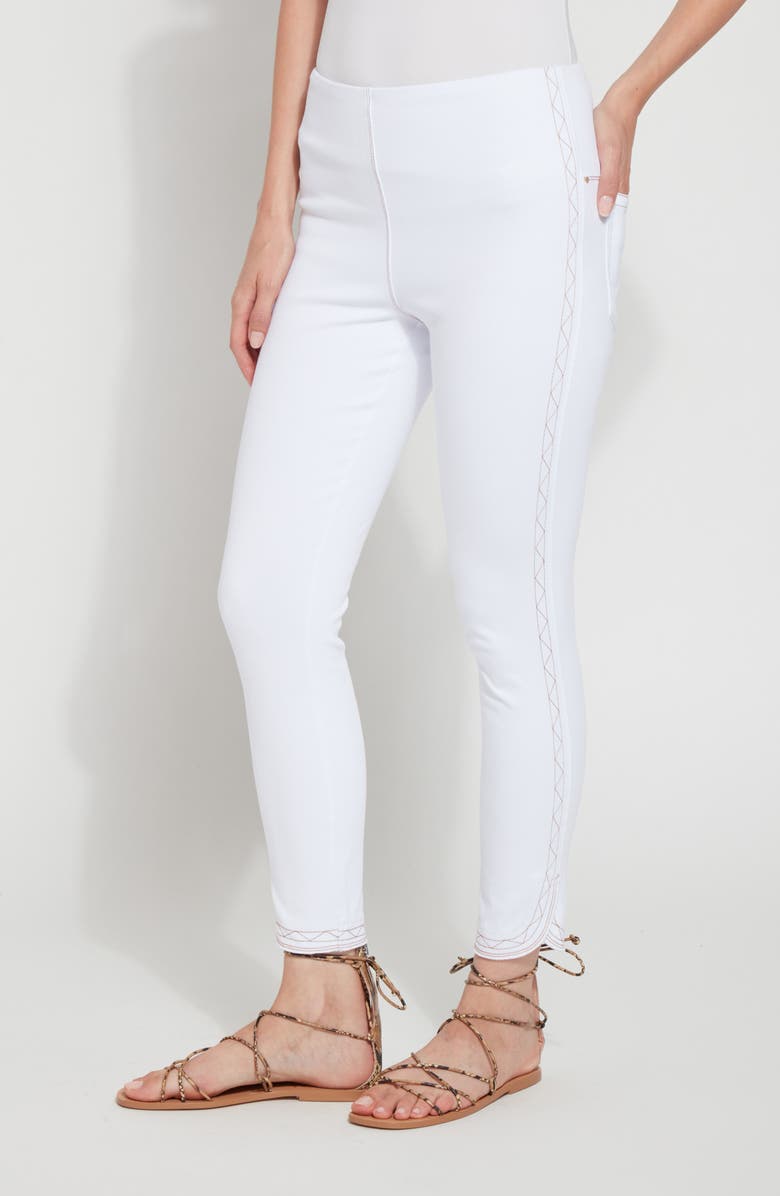 Lysse Zigzag Tulip Hem Crop Skinny Jeans, Main, color, White