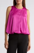Renee C Bubble Hem Satin Top