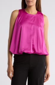 Renee C Bubble Hem Satin Top
