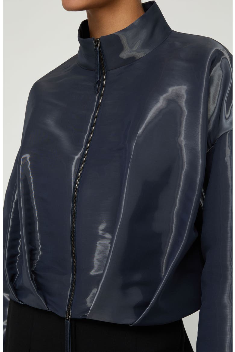 Pleated Waist Liquid Twill Jacket, Alternate, color, INK IRIDESCENT