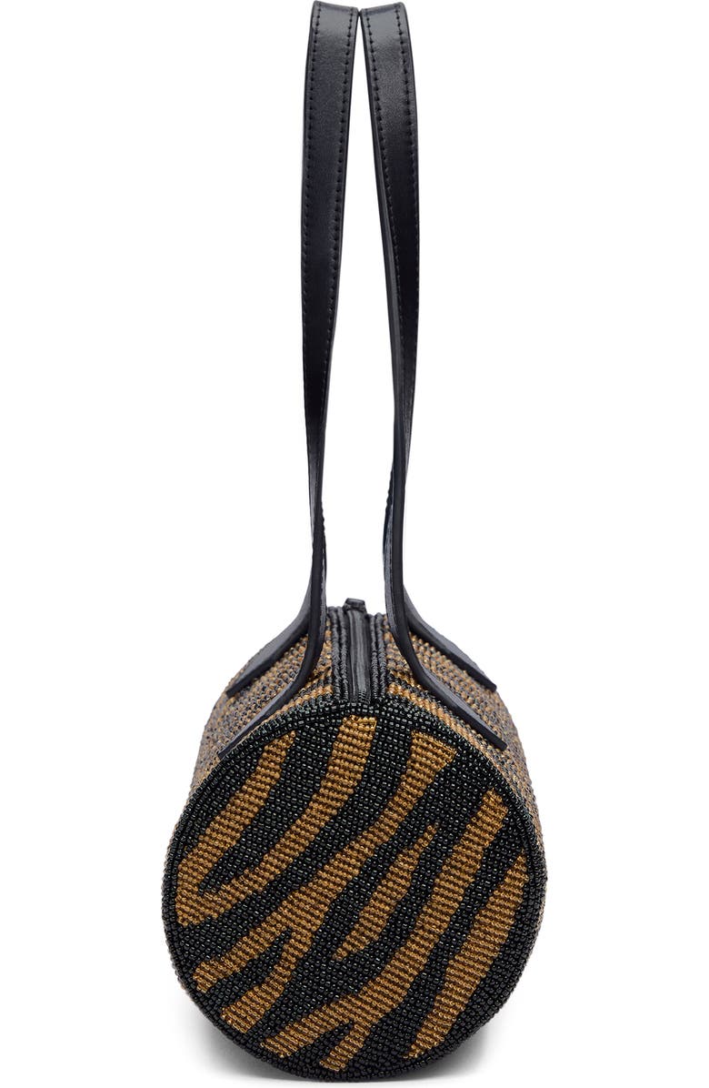 Reformation Aurora Beaded Baguette Shoulder Bag, Alternate, color, Bronze Black Zebra Beaded