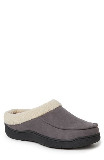 Dearfoams Microsuede Faux Shearling Slipper In Gray