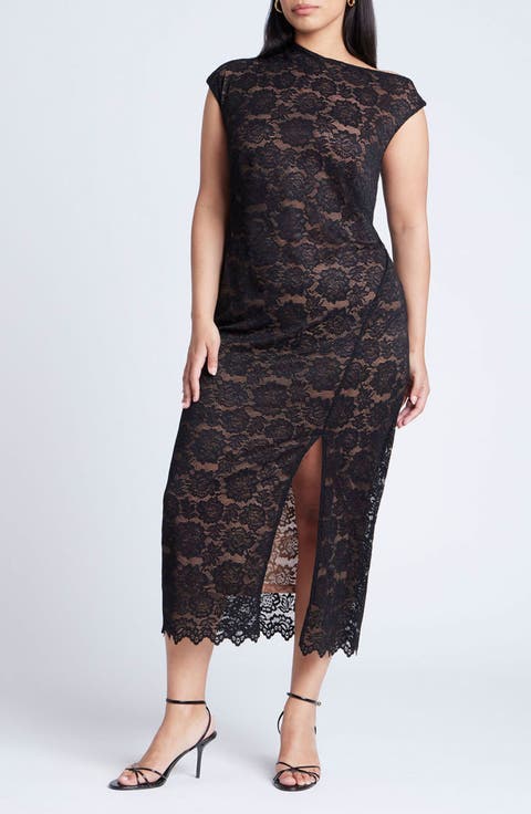 Lace Fitted Midi Dress